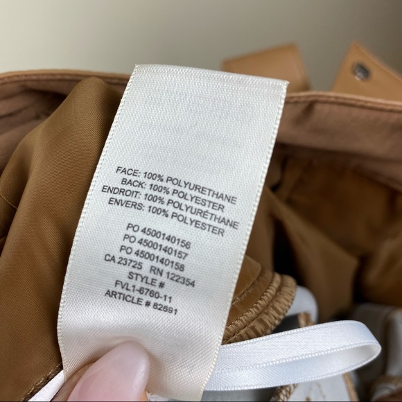 NWT Aritzia Babaton belted vegan leather pants in latte - Picture 6 of 6